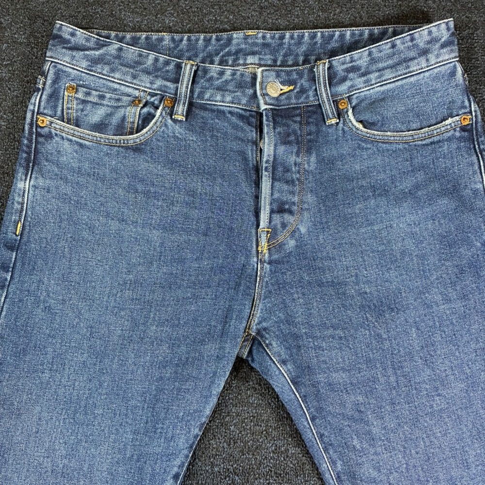 Buck Mason Maverick Slim Jeans Mens 33x34 [Fits 33x33] Button Fly Double Dipped - Picture 7 of 16